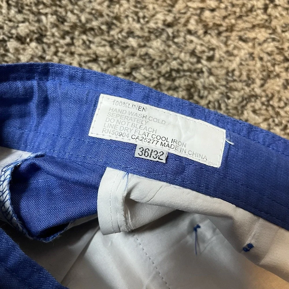 Successo Uomo Phita 36x32 (fits 34x27) Blue Linen Pants Men Wide Leg Fit READ